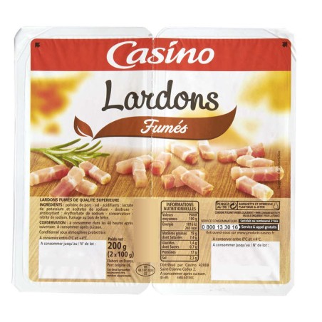 CASINO Lardons fumés - 200g CASINO Lardons fumés - 200g