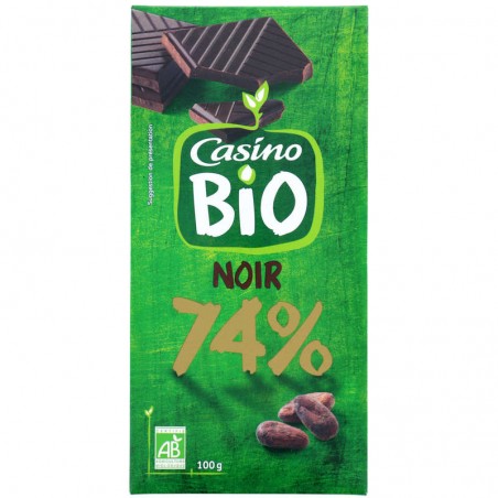 CASINO BIO Chocolat noir bio 74% dégustation Bio 100g CASINO BIO Chocolat noir bio 74% dégustation Bio 100g